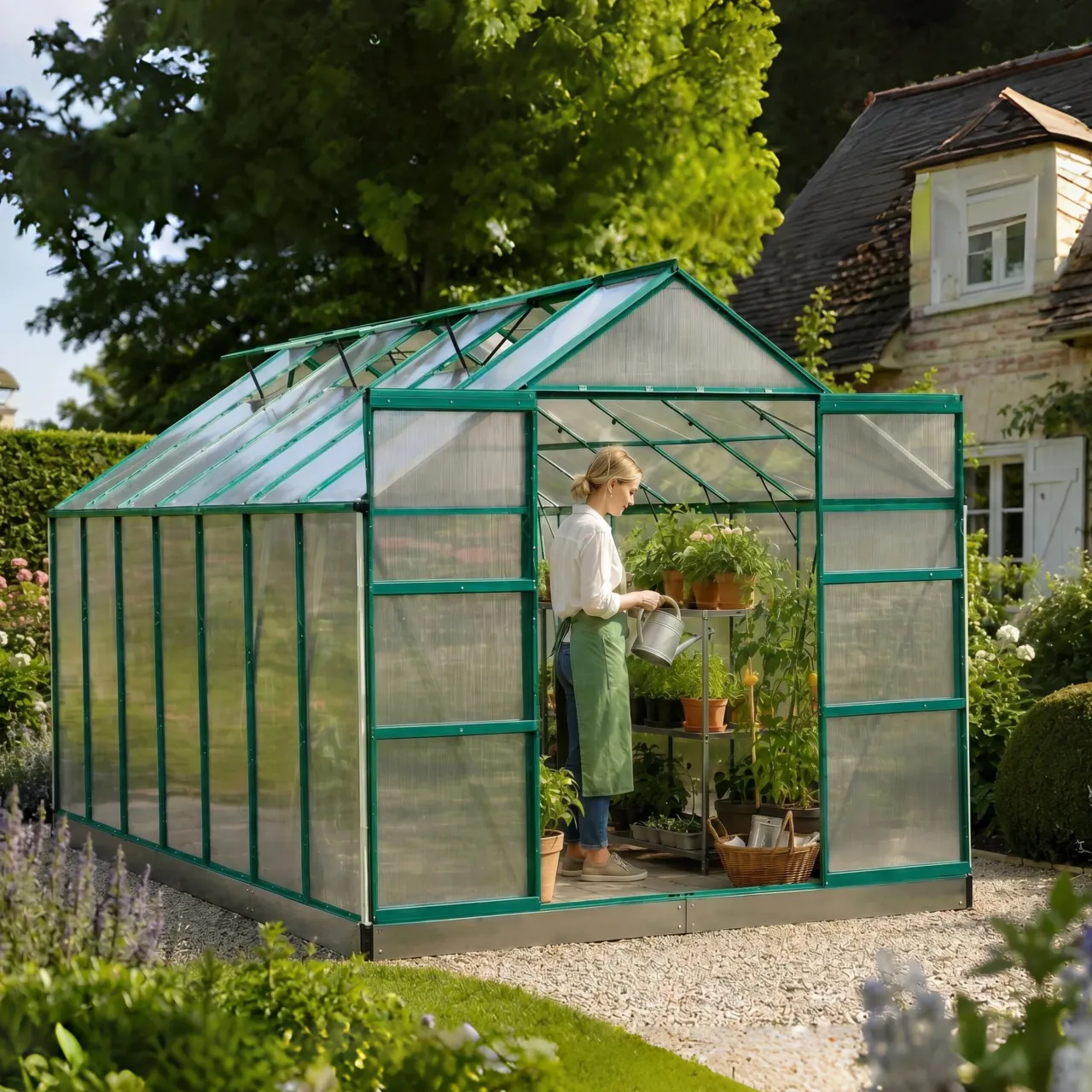 Aluminum Greenhouse Double Sliding Door 250cm Width
