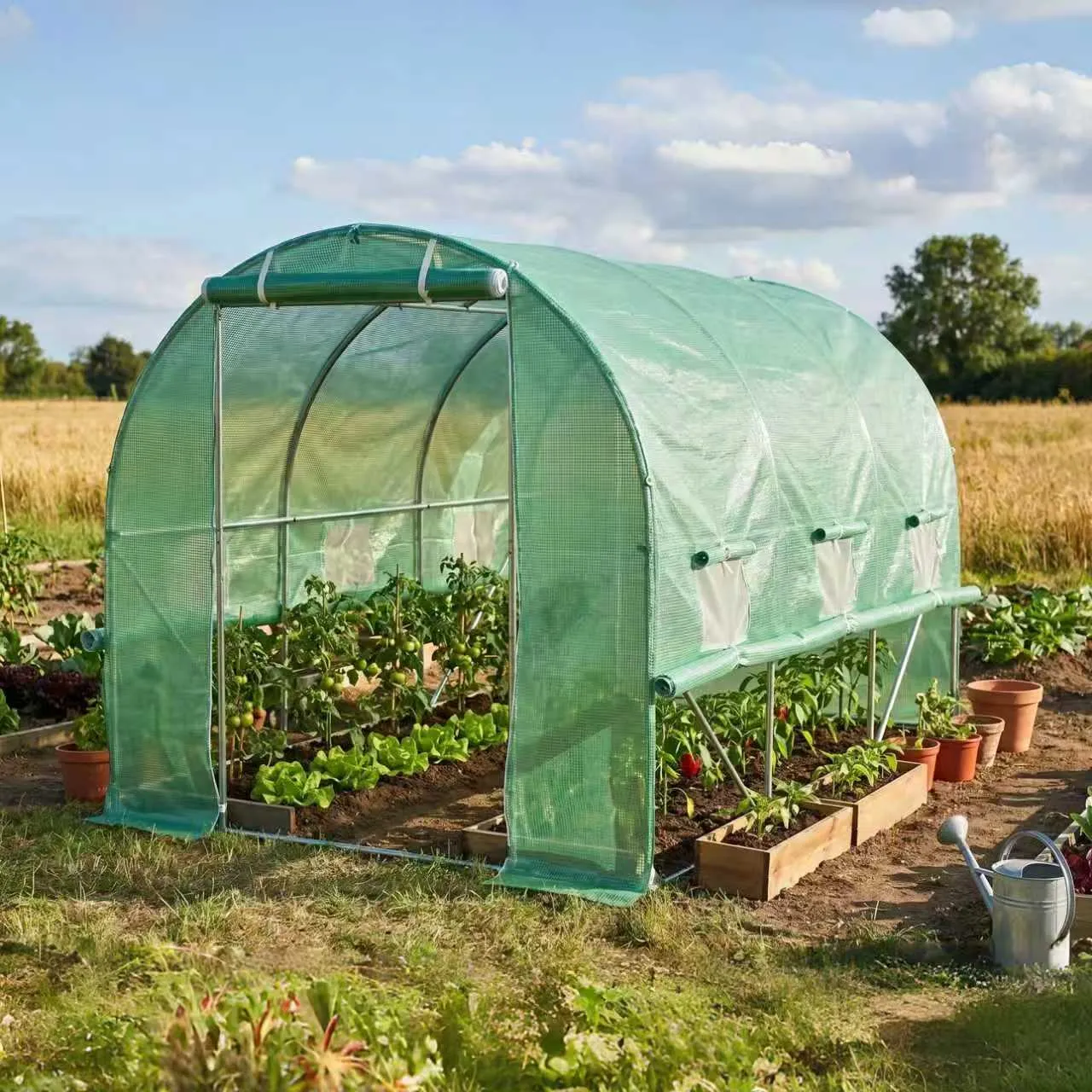 Polytunnel Greenhouse with Roll-up Side Walls