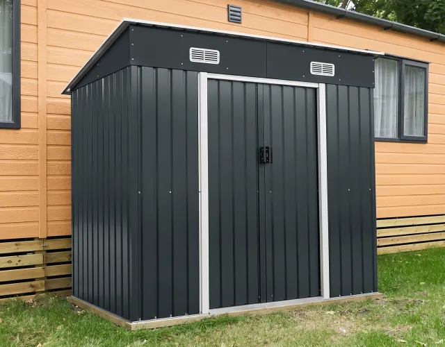 Pent Roof Metal Shed Double Door