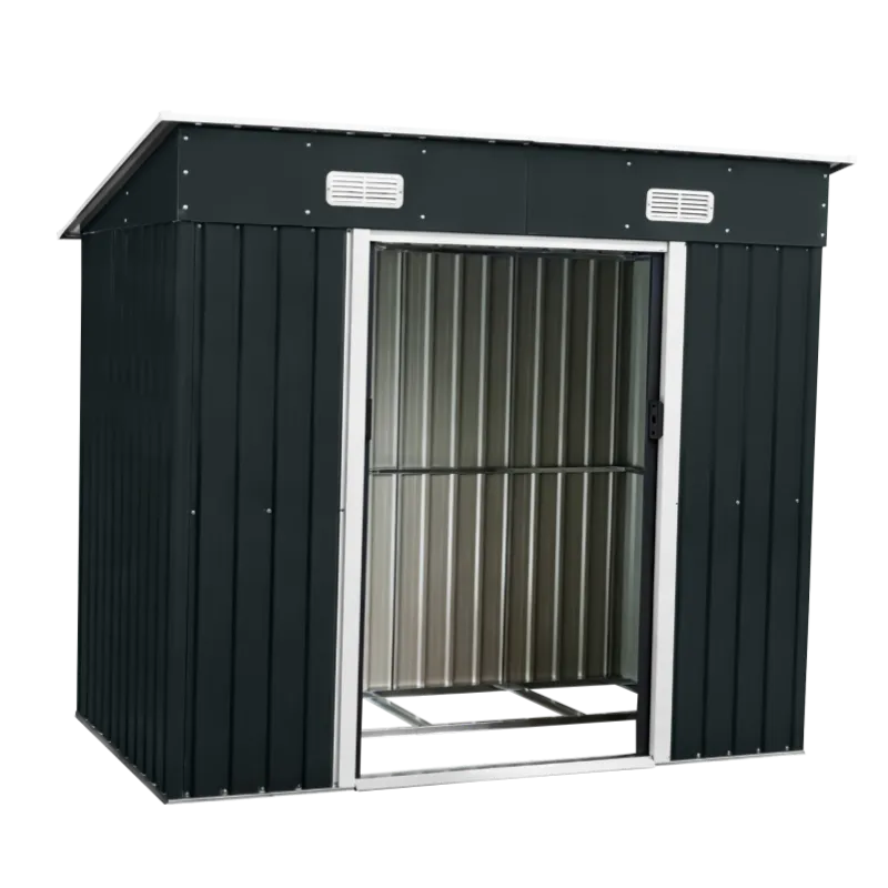 Pent Roof Metal Shed Double Door