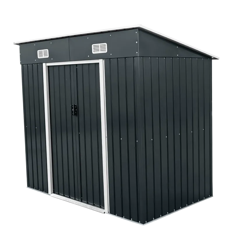 Pent Roof Metal Shed Double Door
