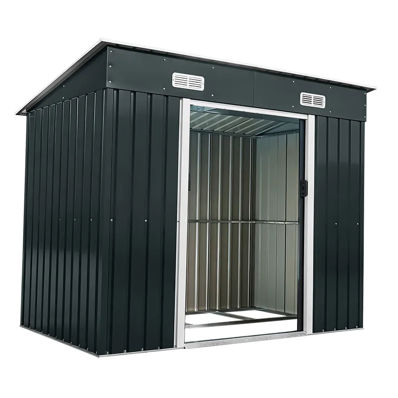 Pent Roof Metal Shed Double Door