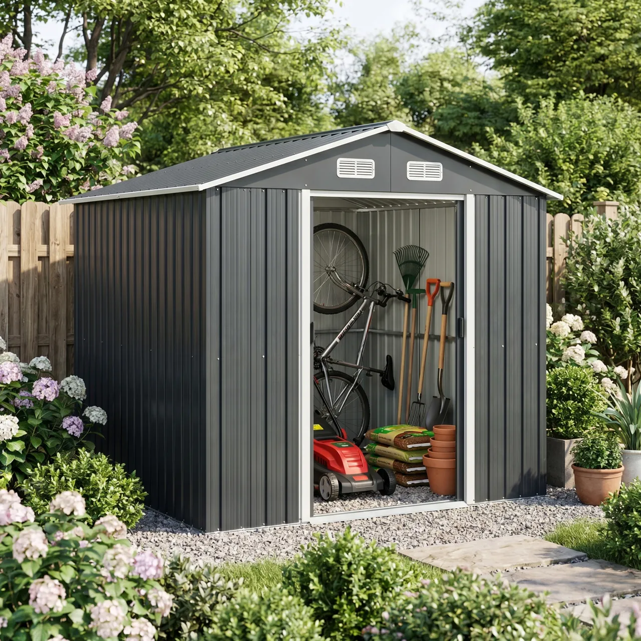 Pitched Roof Metal Shed 235cm Width