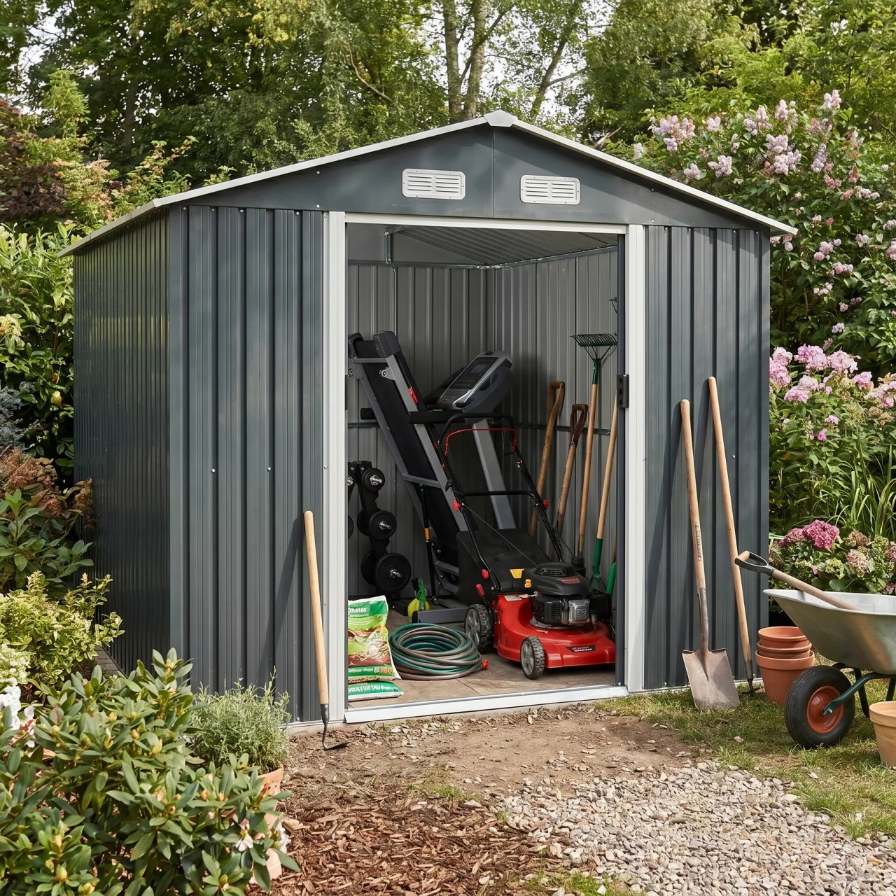 Pitched Roof Metal Shed 278cm Width