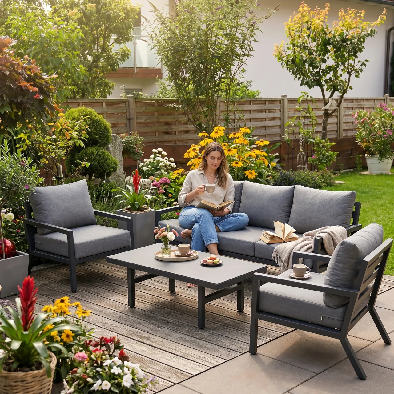 Aluminum Outdoor 5 people Lounge Sofa