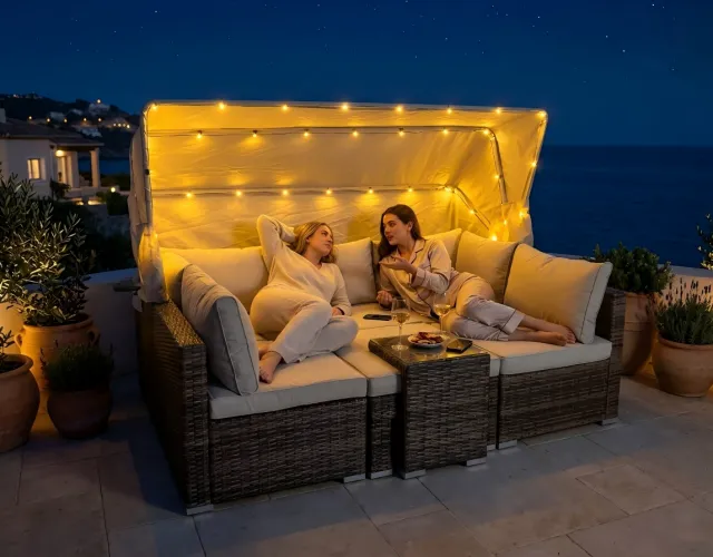 Rattan Daybed Lounge Sofa