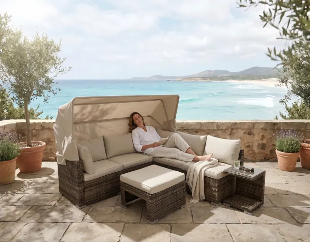 Rattan Daybed Lounge Sofa